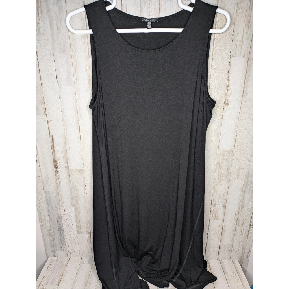 Eileen Fisher XL Sleeveless Black Maxi Dress Stretch Viscose Blend